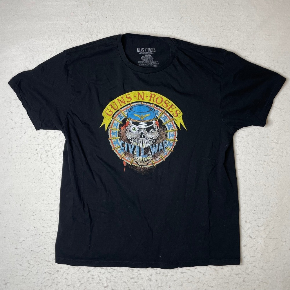 Guns N Roses Civil War Graphic T-Shirt Mens‎ XL Black Short Sleeve Rock Band Tee